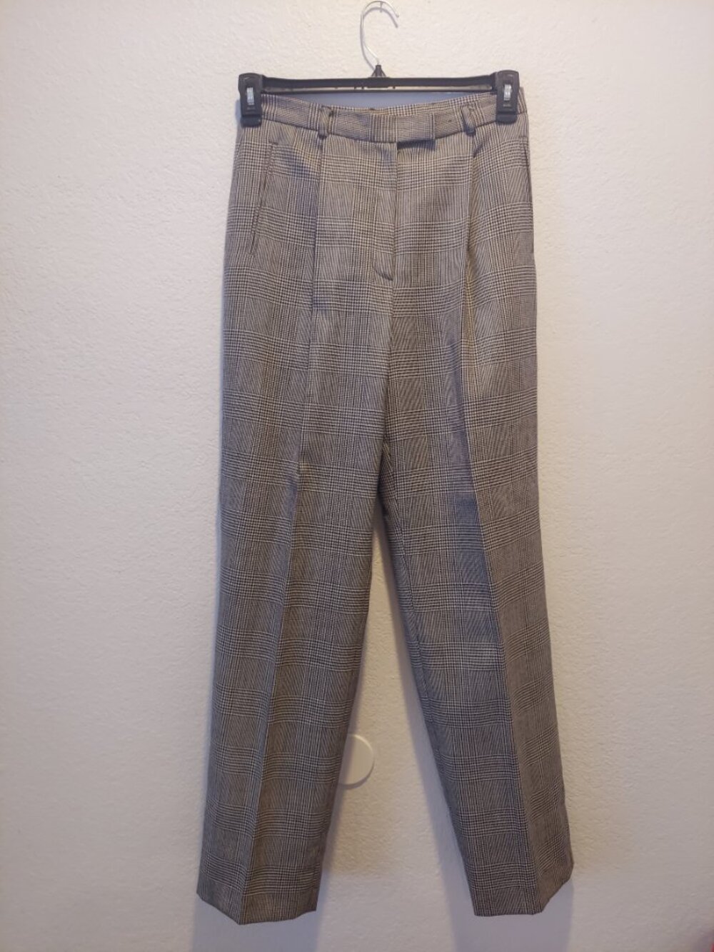 Vintage Lauren Ralph Lauren 100% Wool Trousers - Glen Plaid Pleated Dress Pants - Picture 2 of 12